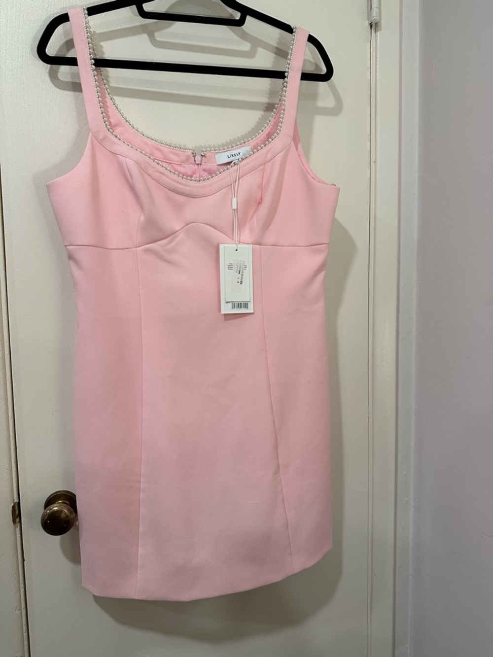Cute baby Pink Pearl-Trim Mini Dress. Can be formal or casual. Size 12. NEW
